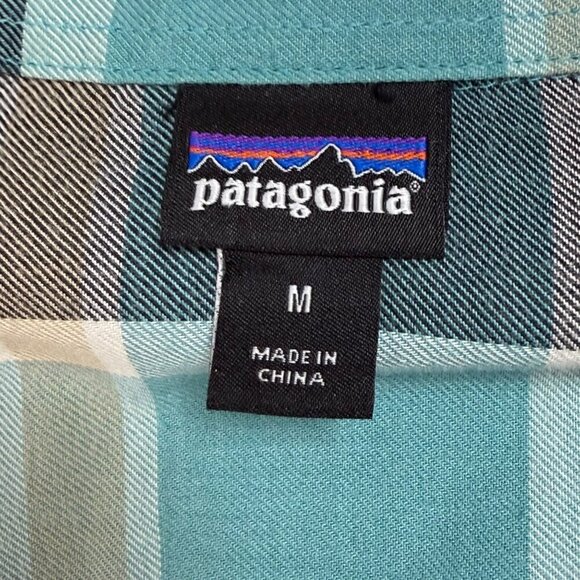 Patagonia Flannel Shirt Womens Sz M Blue Organic Cotton 1/2 Button LS Pullover - Picture 7 of 10